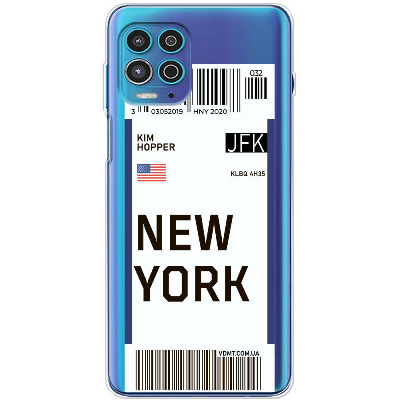 Прозрачный чехол BoxFace Motorola G100 Ticket New York
