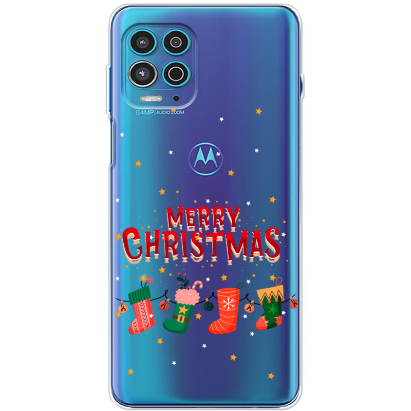 Прозрачный чехол BoxFace Motorola G100 Merry Christmas