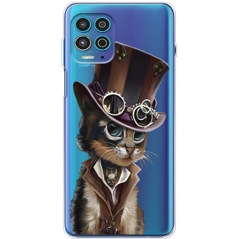 Прозрачный чехол BoxFace Motorola G100 Steampunk Cat