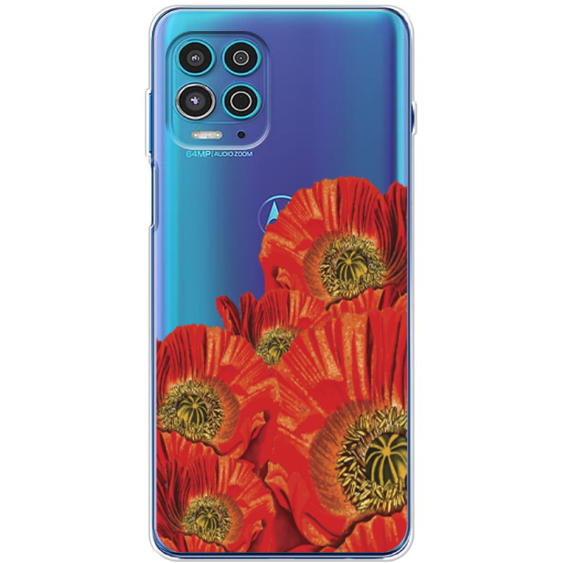 Прозрачный чехол BoxFace Motorola G100 Red Poppies