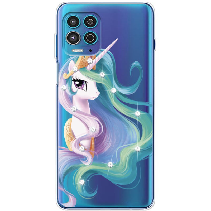 Чехол со стразами Motorola G100 Unicorn Queen