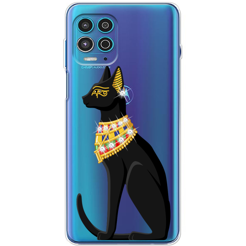 Чехол со стразами Motorola G100 Egipet Cat