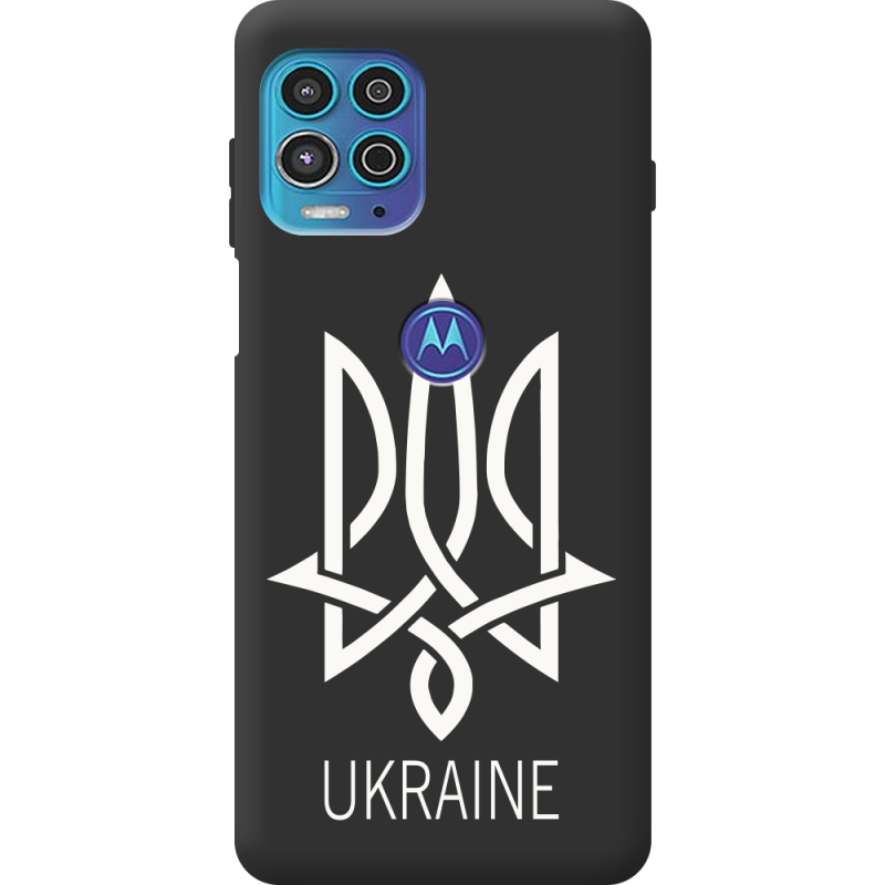 Черный чехол BoxFace Motorola G100 Тризуб монограмма ukraine