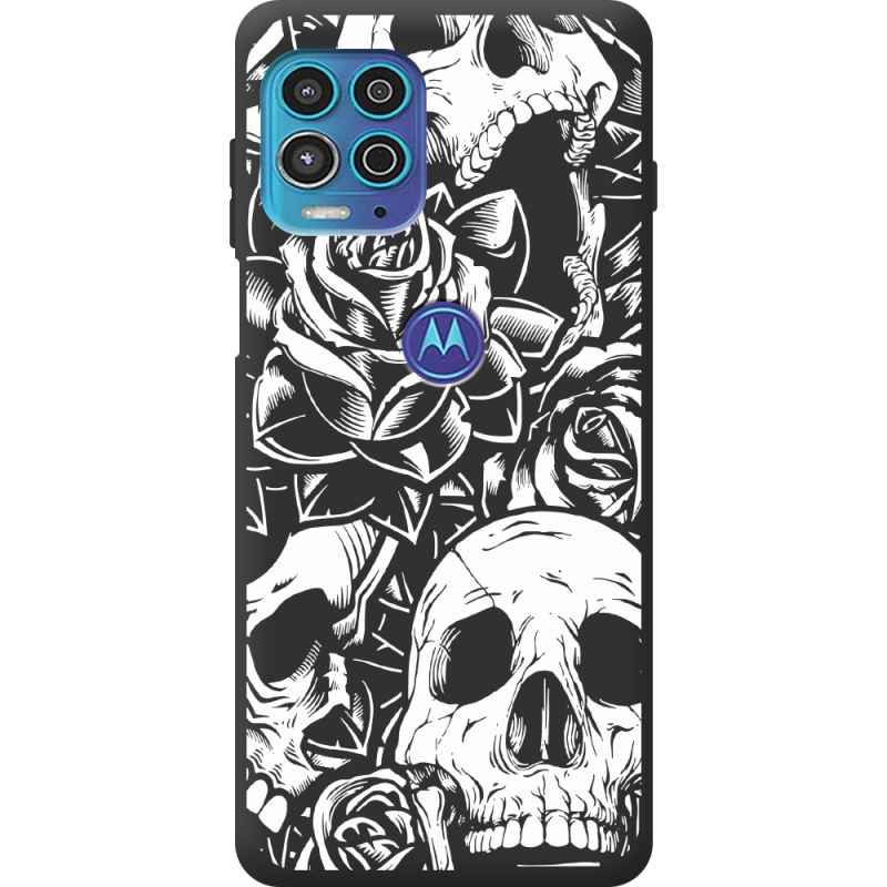 Черный чехол BoxFace Motorola G100 Skull and Roses