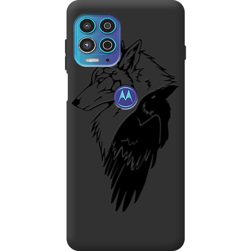 Черный чехол BoxFace Motorola G100 Wolf and Raven