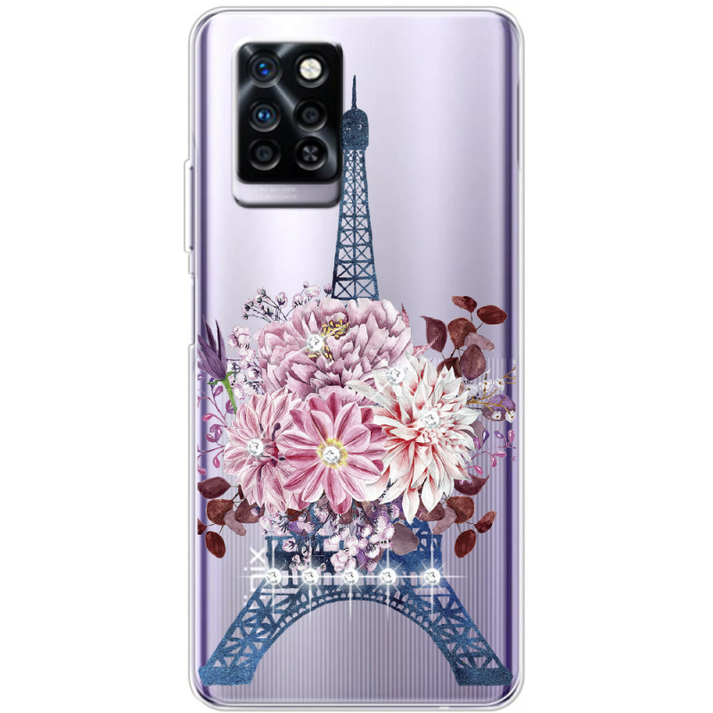 Чехол со стразами Infinix Note 10 Pro Eiffel Tower