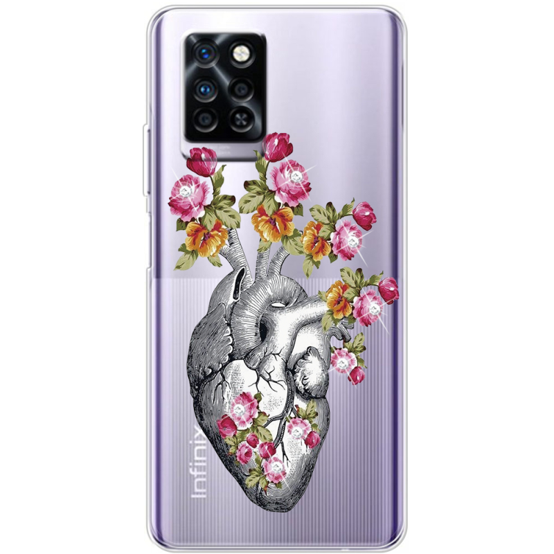 Чехол со стразами Infinix Note 10 Pro Heart