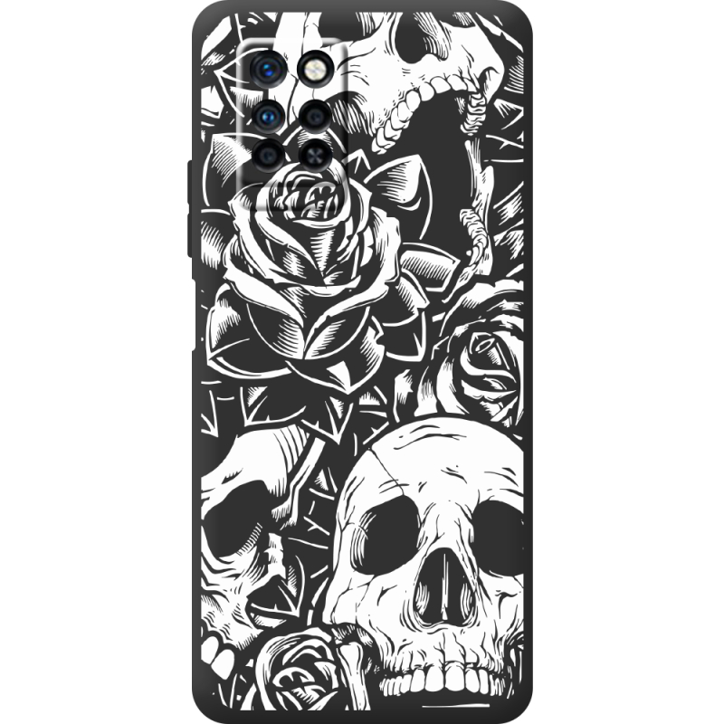 Черный чехол BoxFace Infinix Note 10 Pro Skull and Roses