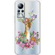 Чехол со стразами Infinix Note 11 Deer with flowers