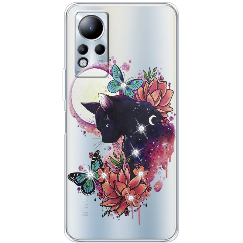 Чехол со стразами Infinix Note 11 Cat in Flowers