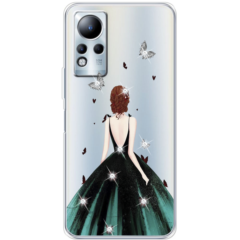 Чехол со стразами Infinix Note 11 Girl in the green dress