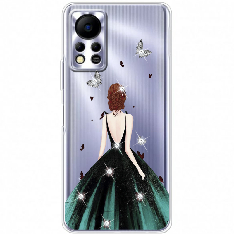 Чехол со стразами Infinix Hot 11S Girl in the green dress