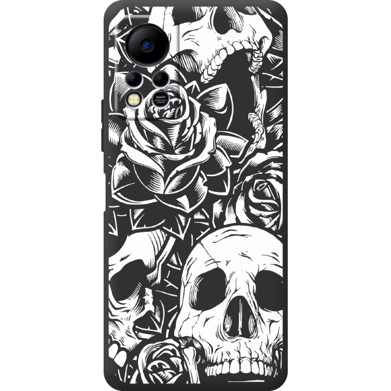 Черный чехол BoxFace Infinix Hot 11S Skull and Roses