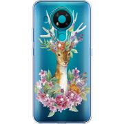 Чехол со стразами Nokia 3.4 Deer with flowers