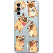 Прозрачный чехол BoxFace Samsung Galaxy M13 (M135) с 3D-глазками Pug