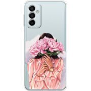 Прозрачный чехол BoxFace Samsung Galaxy M13 (M135) Девушка с Пионами