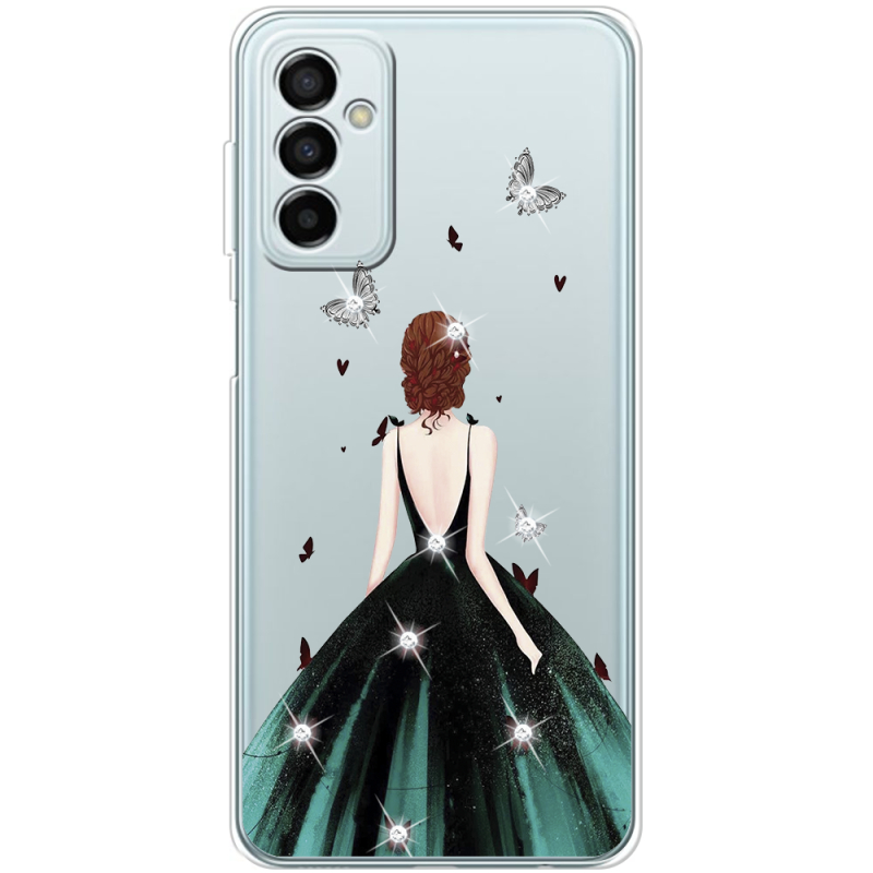 Чехол со стразами Samsung Galaxy M13 (M135) Girl in the green dress