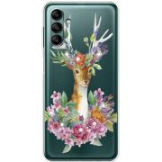Чехол со стразами BoxFace Samsung Galaxy A04s (A047) Deer with flowers