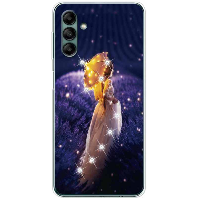 Чехол со стразами BoxFace Samsung Galaxy A04s (A047) Girl with Umbrella