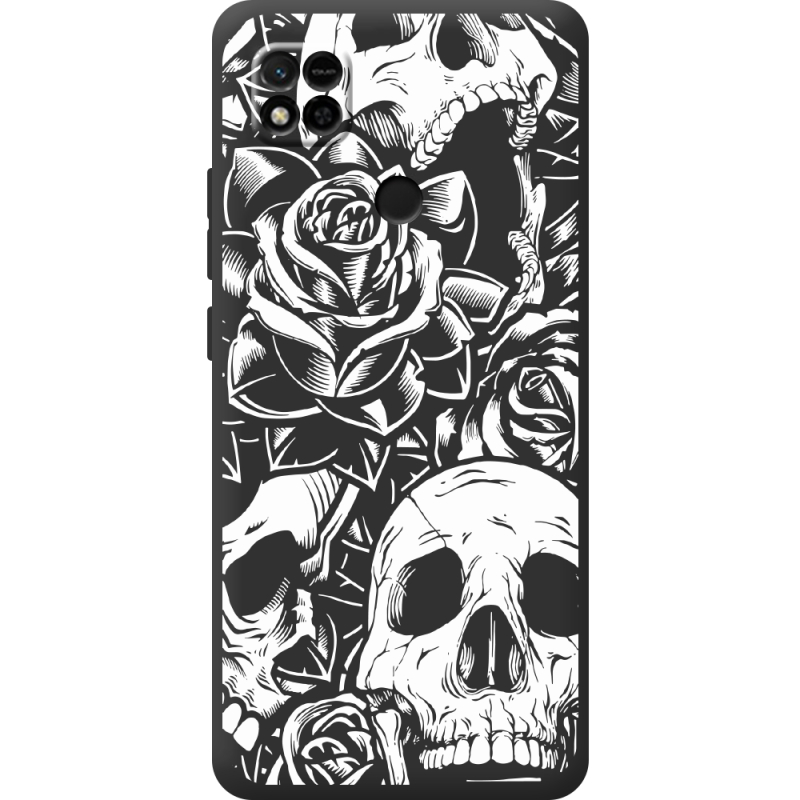 Черный чехол BoxFace Xiaomi Redmi 10a Skull and Roses