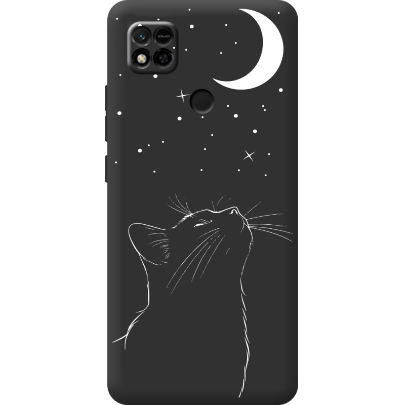 Черный чехол BoxFace Xiaomi Redmi 10a Місячний кіт