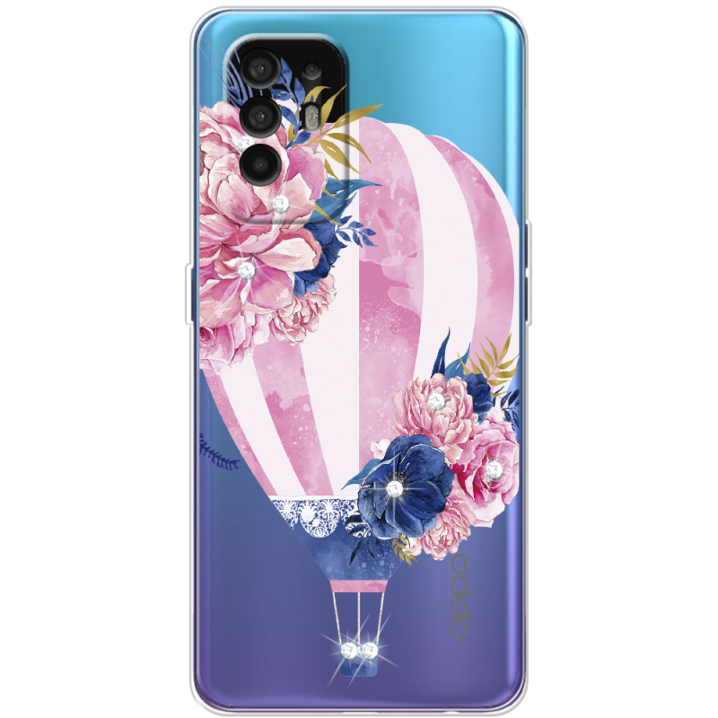 Чехол со стразами OPPO A94 5G Pink Air Baloon