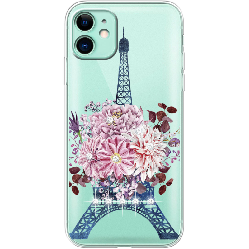 Чехол со стразами Apple iPhone 11 Eiffel Tower