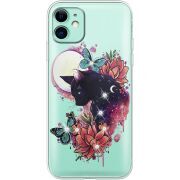 Чехол со стразами Apple iPhone 11 Cat in Flowers