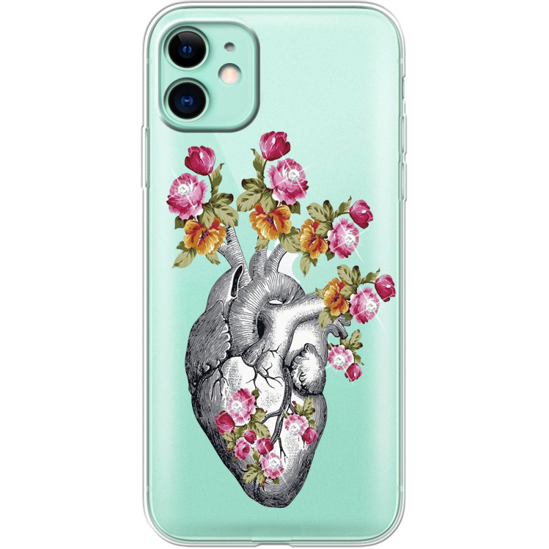 Чехол со стразами Apple iPhone 11 Heart