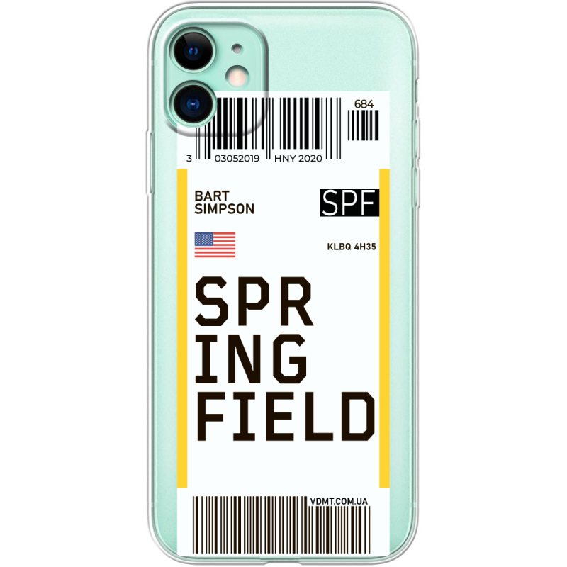 Прозрачный чехол Uprint Apple iPhone 11 Ticket Springfield