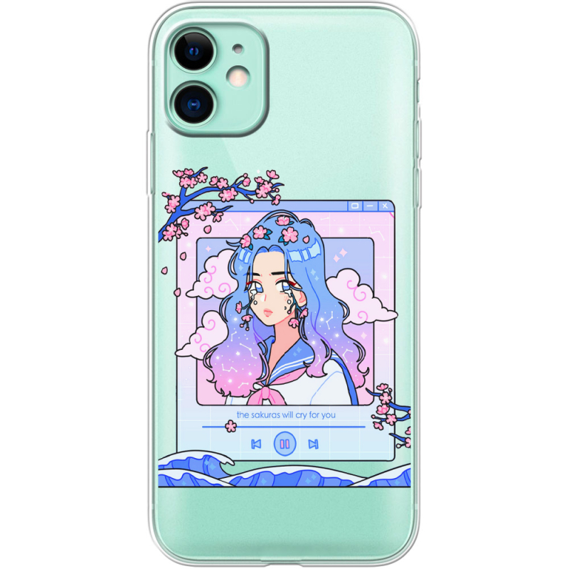 Прозрачный чехол Uprint Apple iPhone 11 The Sakuras Will Cry For You