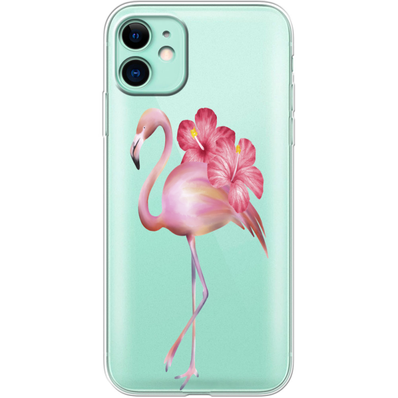 Прозрачный чехол Uprint Apple iPhone 11 Floral Flamingo