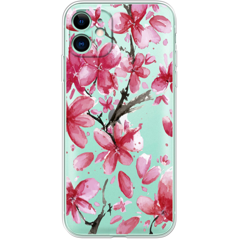 Прозрачный чехол Uprint Apple iPhone 11 Pink Magnolia