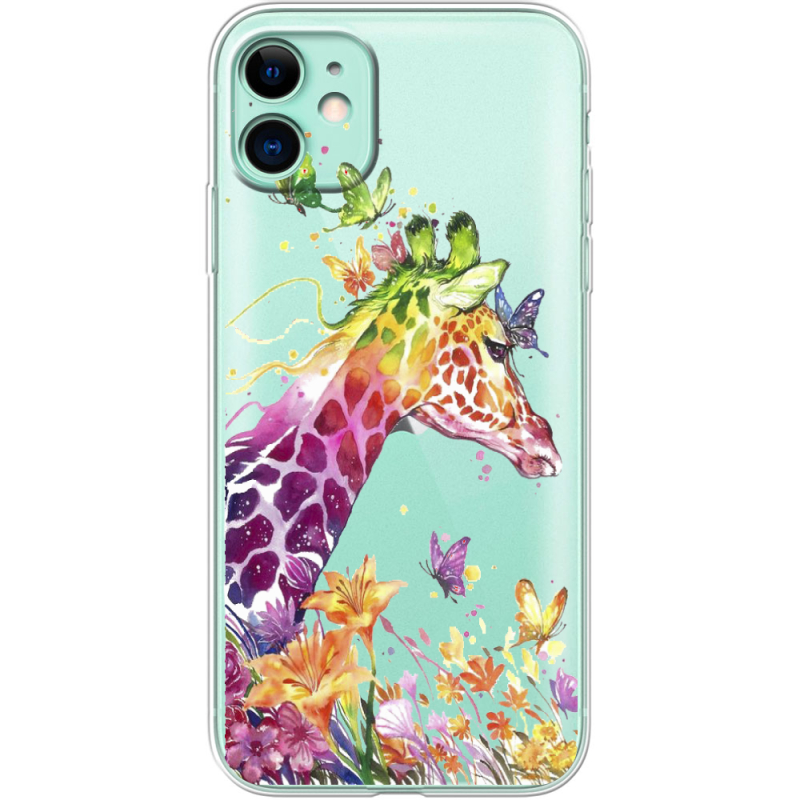 Прозрачный чехол Uprint Apple iPhone 11 Colorful Giraffe