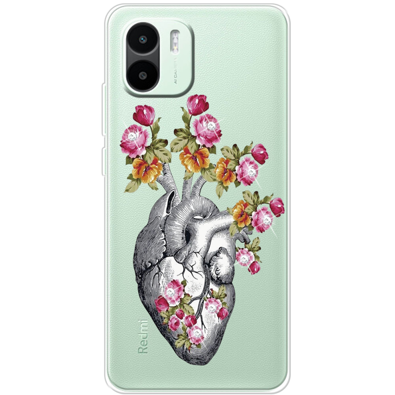 Чехол со стразами Xiaomi Redmi A1 Heart