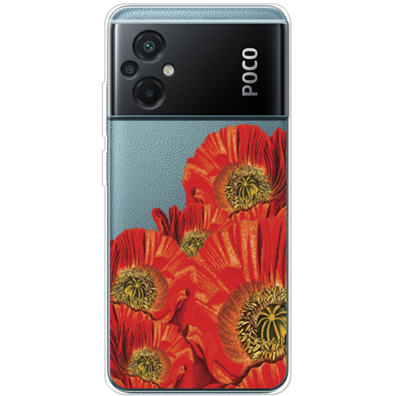 Прозрачный чехол BoxFace Xiaomi Poco M5 Red Poppies