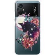 Чехол со стразами Xiaomi Poco M5 Cat in Flowers