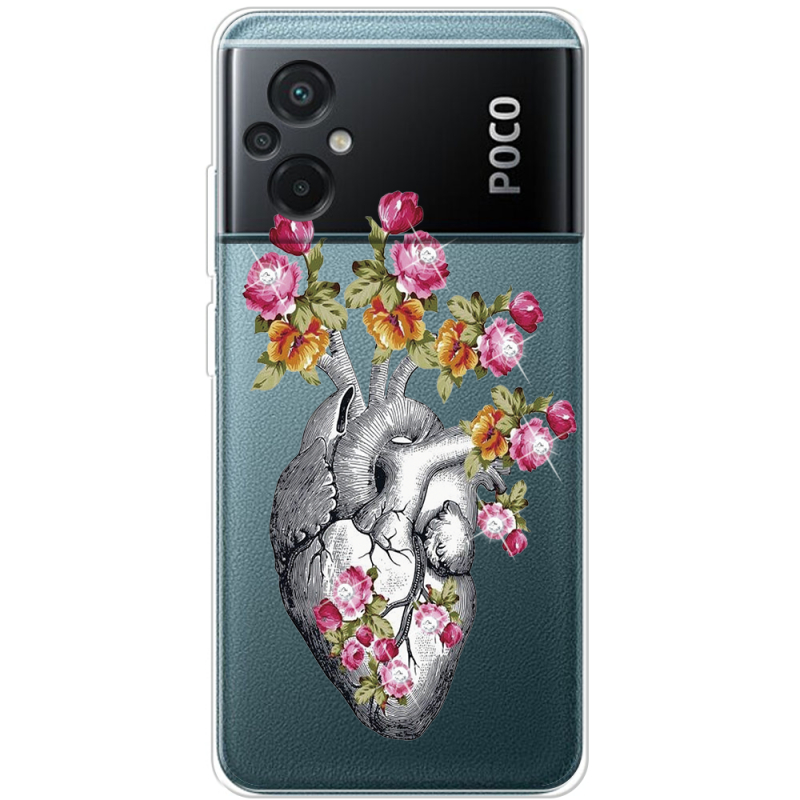 Чехол со стразами Xiaomi Poco M5 Heart