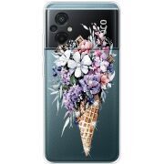 Чехол со стразами Xiaomi Poco M5 Ice Cream Flowers