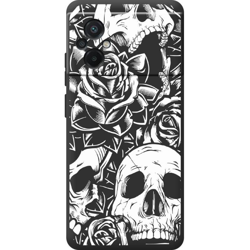 Черный чехол BoxFace Poco M5 Skull and Roses