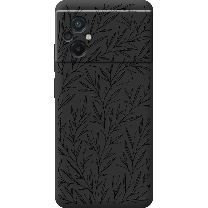 Черный чехол BoxFace Poco M5 Leaves