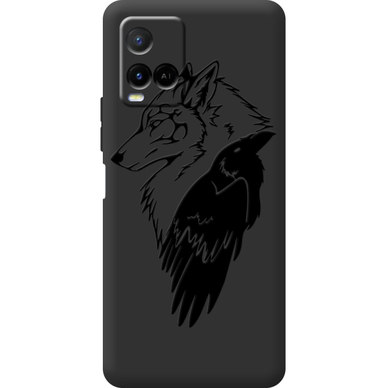 Черный чехол BoxFace Vivo Y21 Wolf and Raven