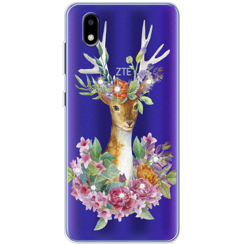 Чехол со стразами ZTE Blade A3 2020 Deer with flowers