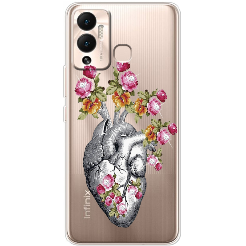 Чехол со стразами Infinix Hot 12 Play Heart