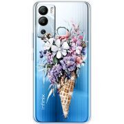 Чехол со стразами Infinix Hot 12i Ice Cream Flowers