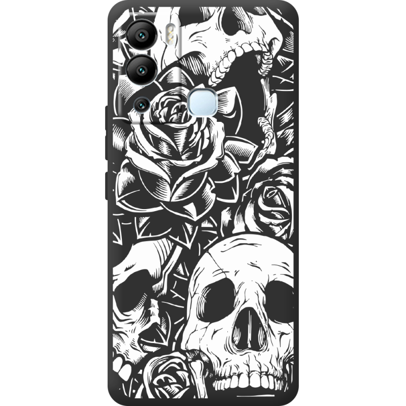 Черный чехол BoxFace Infinix Hot 12i Skull and Roses