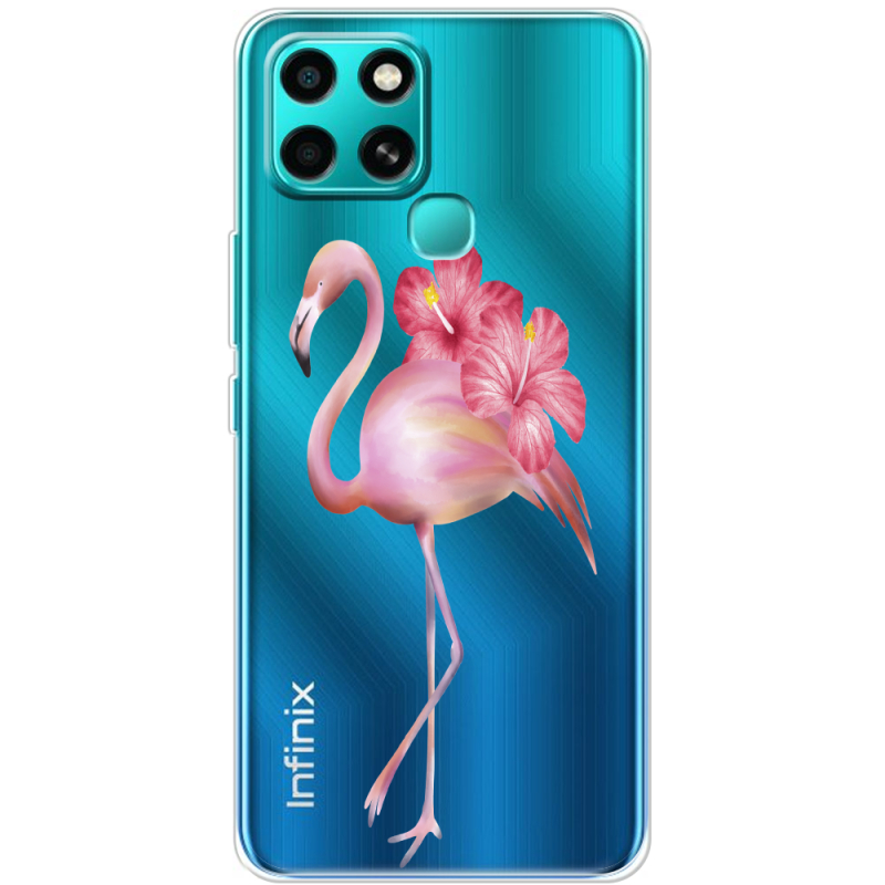 Прозрачный чехол BoxFace Infinix Smart 6 Floral Flamingo