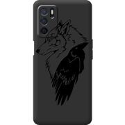 Черный чехол BoxFace OPPO A54s Wolf and Raven