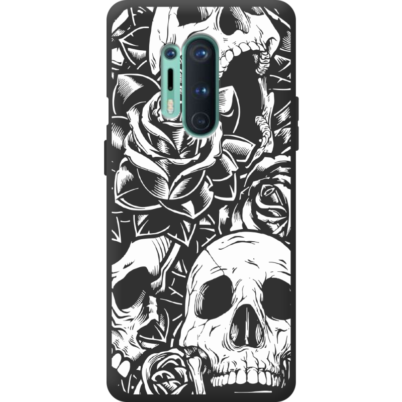 Черный чехол BoxFace OnePlus 8 Pro Skull and Roses