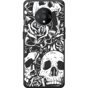Черный чехол BoxFace OnePlus 7T Skull and Roses